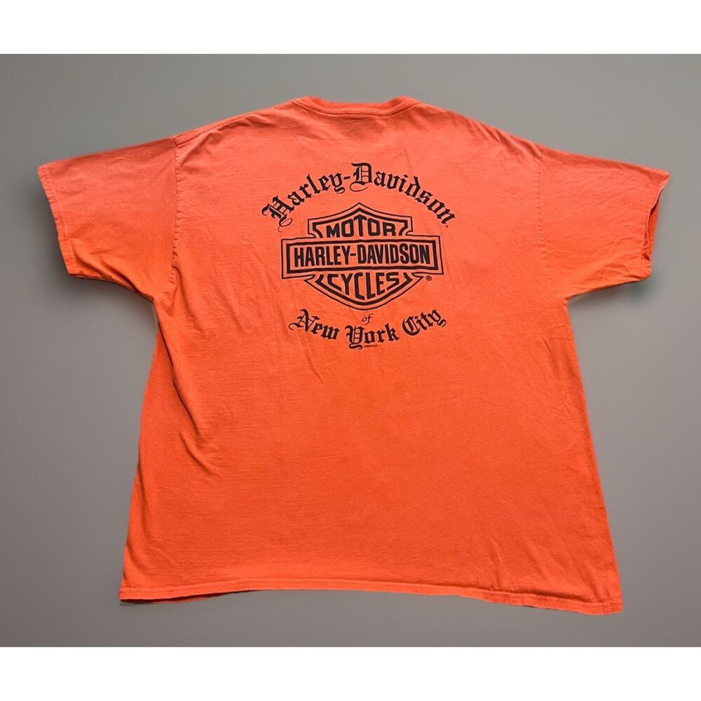 Harley Davidson Mens 2XL Tee Shirt New York City 2009 Orange Graphic Print